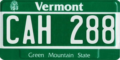 VT license plate CAH288