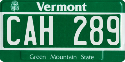 VT license plate CAH289
