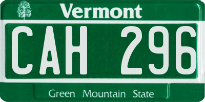 VT license plate CAH296