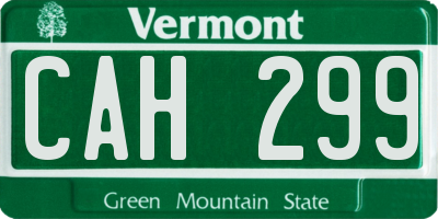 VT license plate CAH299
