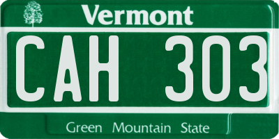 VT license plate CAH303