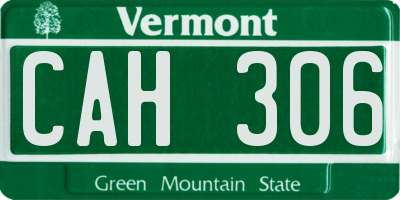 VT license plate CAH306