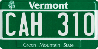 VT license plate CAH310