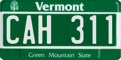 VT license plate CAH311