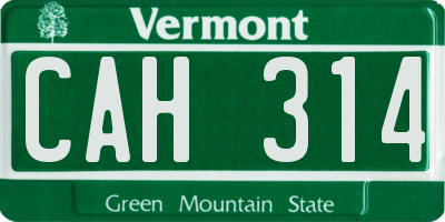 VT license plate CAH314