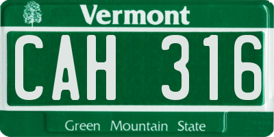 VT license plate CAH316