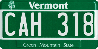 VT license plate CAH318