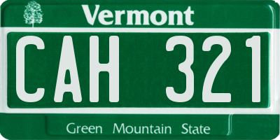 VT license plate CAH321