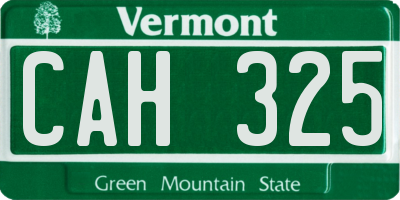 VT license plate CAH325