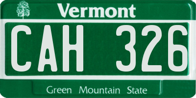 VT license plate CAH326