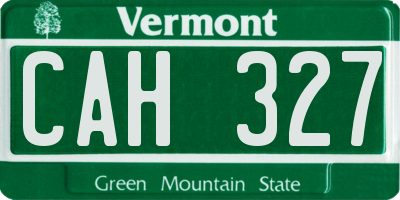 VT license plate CAH327