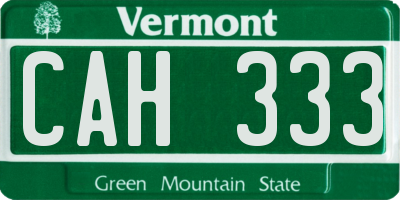 VT license plate CAH333