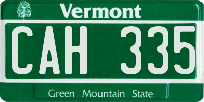 VT license plate CAH335