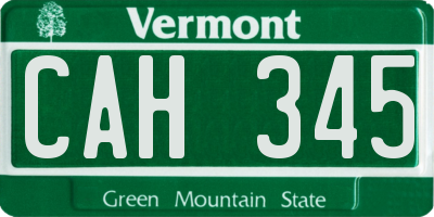 VT license plate CAH345