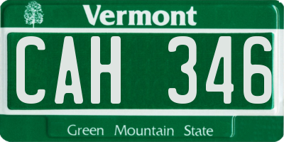 VT license plate CAH346