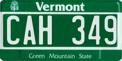 VT license plate CAH349
