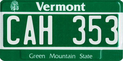 VT license plate CAH353