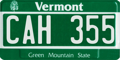VT license plate CAH355