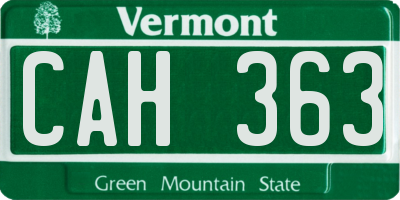 VT license plate CAH363