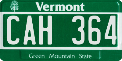 VT license plate CAH364