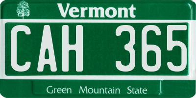 VT license plate CAH365