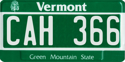 VT license plate CAH366