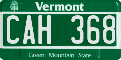 VT license plate CAH368