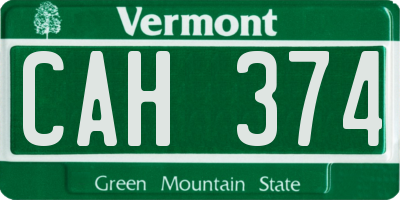 VT license plate CAH374