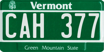 VT license plate CAH377
