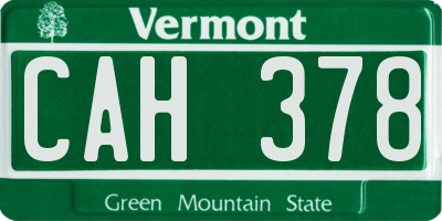 VT license plate CAH378