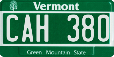 VT license plate CAH380