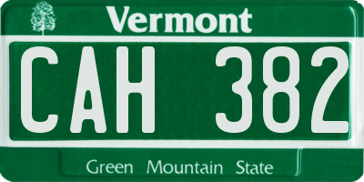 VT license plate CAH382