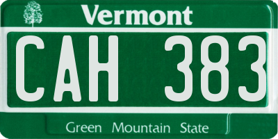 VT license plate CAH383