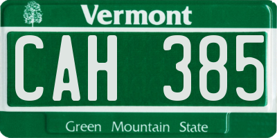 VT license plate CAH385