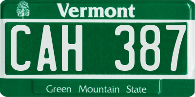 VT license plate CAH387