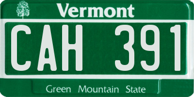 VT license plate CAH391
