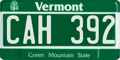 VT license plate CAH392