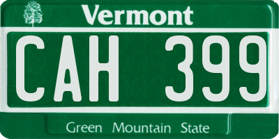 VT license plate CAH399