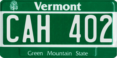 VT license plate CAH402