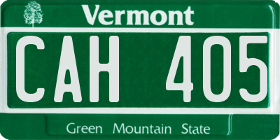 VT license plate CAH405