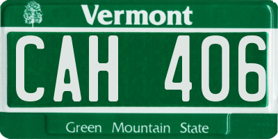 VT license plate CAH406