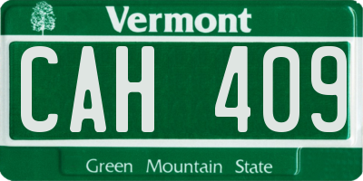 VT license plate CAH409