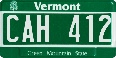 VT license plate CAH412