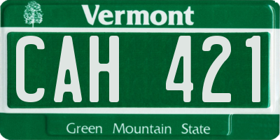 VT license plate CAH421