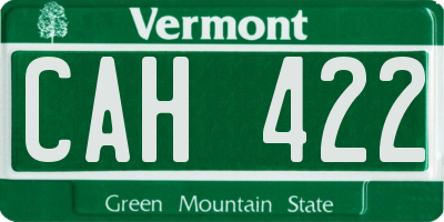 VT license plate CAH422