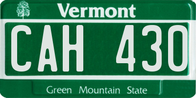 VT license plate CAH430