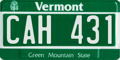 VT license plate CAH431