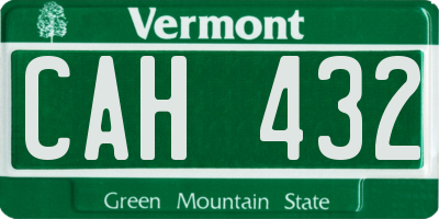 VT license plate CAH432