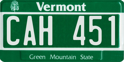 VT license plate CAH451