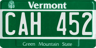 VT license plate CAH452